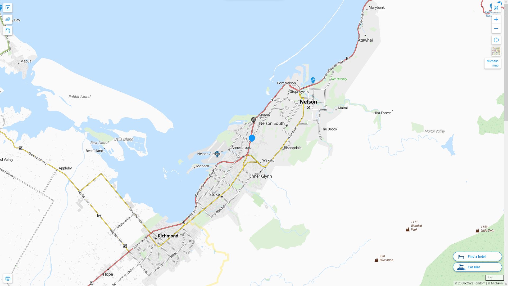 Nelson Nouvelle Zelande Autoroute et carte routiere